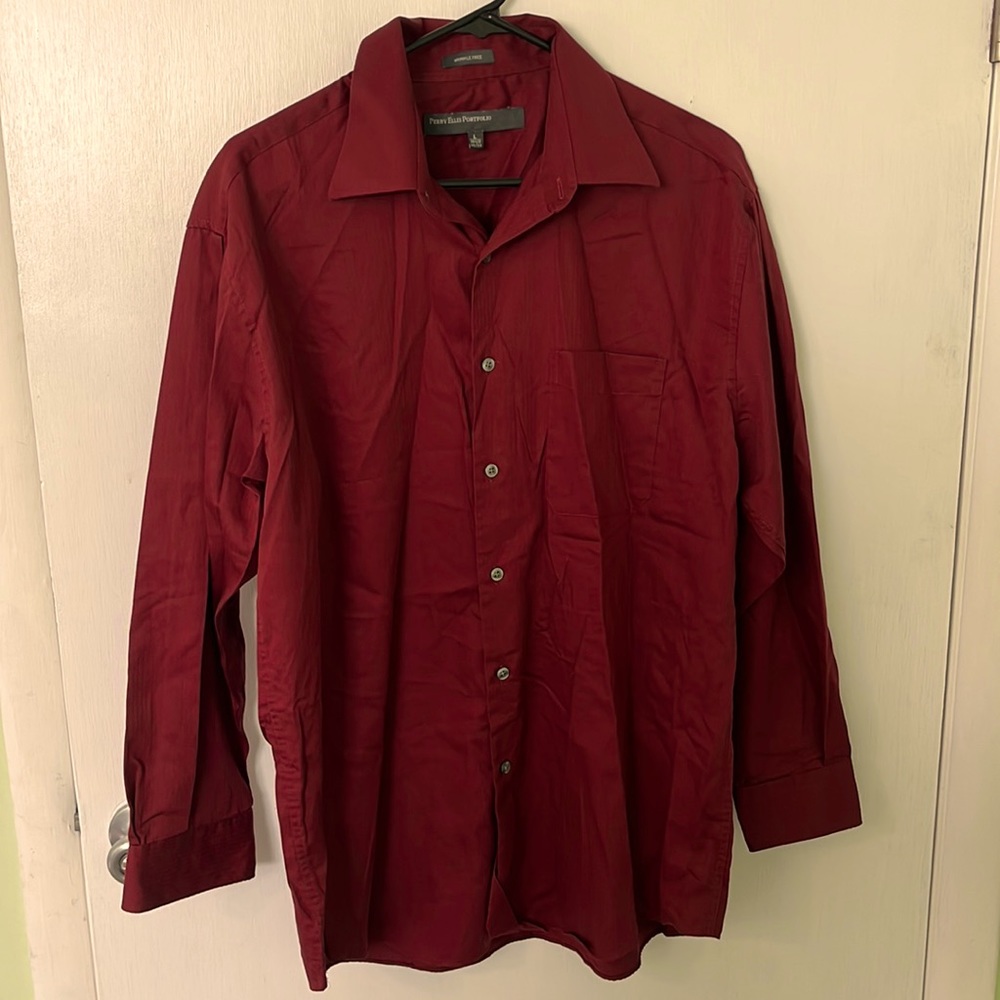 Perry Ellis Portfolio Red Dress Shirt L